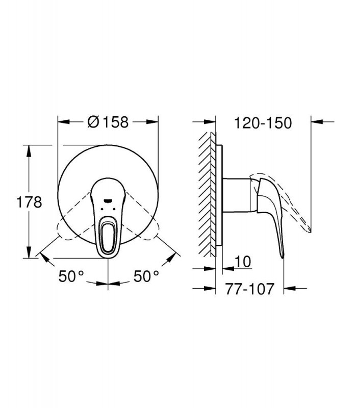 Compra online Misturador de chuveiro monocomando embutido Grohe Eurostyle com recesso (24048003) en oferta al mejor precio