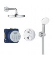 Grohe Conjunto completo Grohtherm Termostato redondo embutido com chuveiro de parede 210 e conjunto de chuveiro de mão (34727000