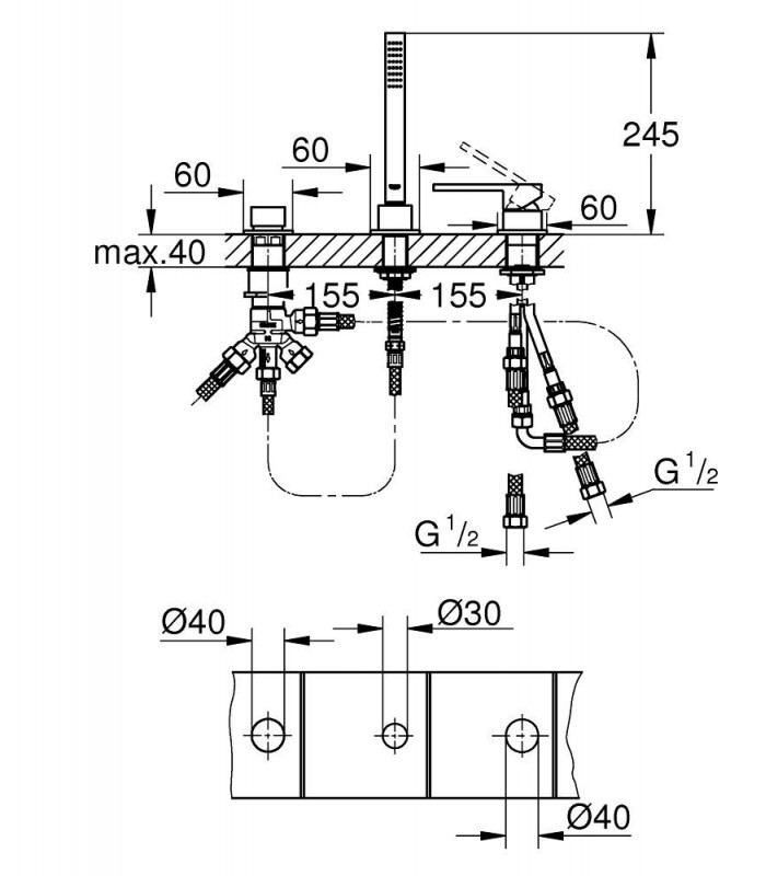 Compra online Grohe PLUS Combinación monomando para baño y ducha 1/2"  (23845003) en oferta al mejor precio
