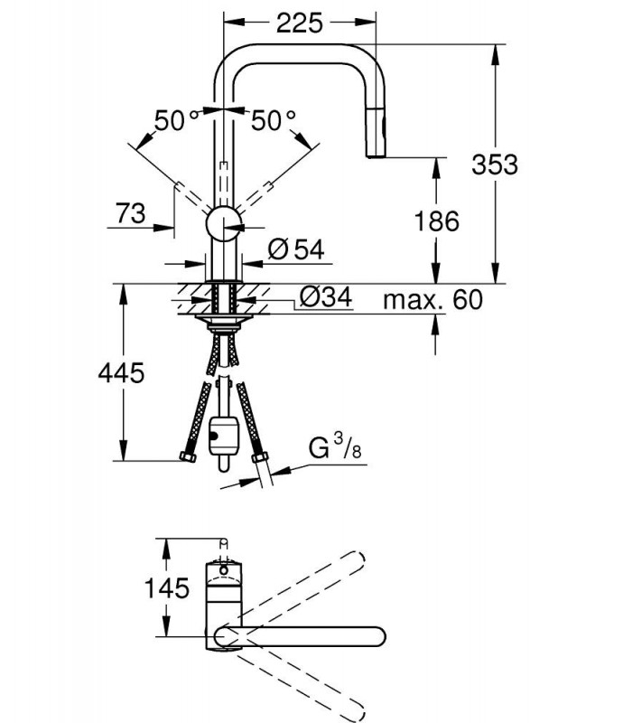 Compra online Misturadora monocomando para lavatório Grohe Minta com bica em U e chuveiro prolongador (32322002) en oferta al mejor precio