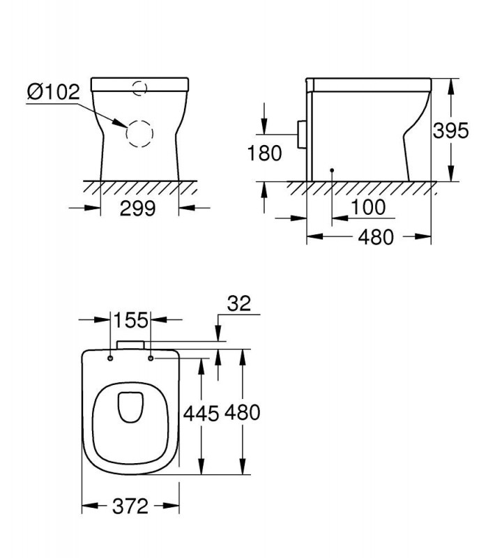 Compra online Piso de vaso sanitário Grohe Euro para tanque alto. Saída universal. compacto H (3932900H) en oferta al mejor precio