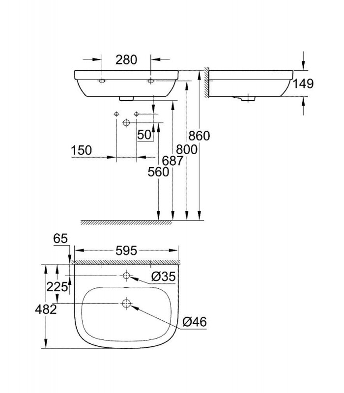 Compra online Grohe sanitario Euro Lavabo mural 60 cm (Ref. 39335000) en oferta al mejor precio