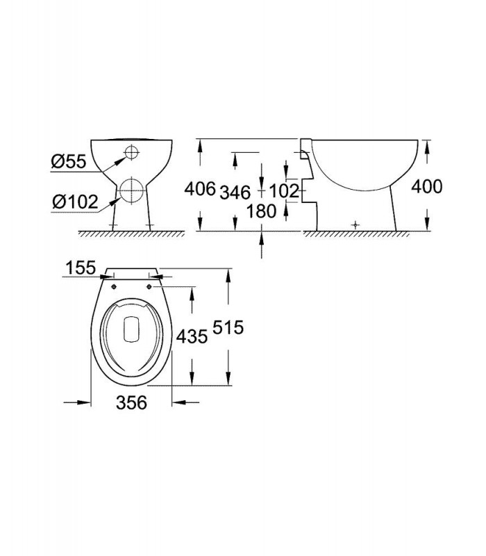 Compra online Vaso sanitário Grohe BAU de piso com válvula de descarga. H. Saída sem aro (39430000) en oferta al mejor precio