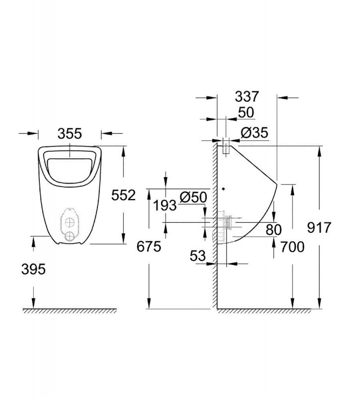 Compra online Mictório de entrada superior Grohe BAU (39439000) en oferta al mejor precio