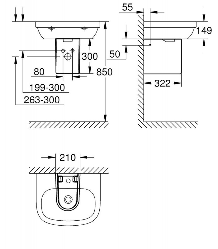 Compra online Lavatório de semi-pedestal Grohe Euro (39201000) en oferta al mejor precio