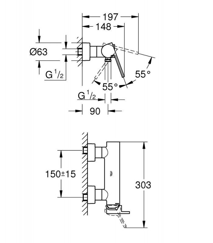 Compra online Misturador monocomando de chuveiro Grohe PLUS 1/2" (33577003) en oferta al mejor precio