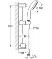 Grohe New Tempesta 100 IV Conjunto de barra de ducha de 600mm.  con teleducha IV salidas 28436002 | Cromado