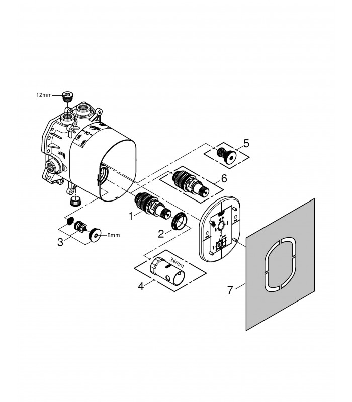 Compra online Termostatos universais ocultos para chuveiro e banheira Grohe Rapido T, sistema e mecanismo ocultos en oferta al mejor precio