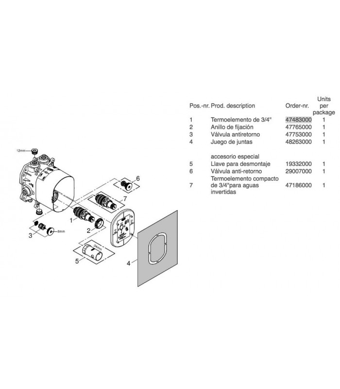 Compra online Termostatos universais ocultos para chuveiro e banheira Grohe Rapido T, sistema e mecanismo ocultos en oferta al mejor precio