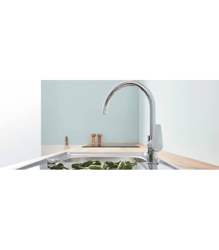 Compra online Grohe BauEdge - Torneira de cozinha monocomando para instalação em furo único com bica alta giratória de 360° (31367000) en oferta al mejor precio