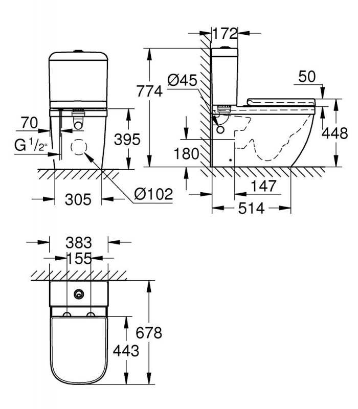 Compra online Grohe Sanitário Euro Sanitário de chão para tanque baixo (Ref. 39462000) en oferta al mejor precio