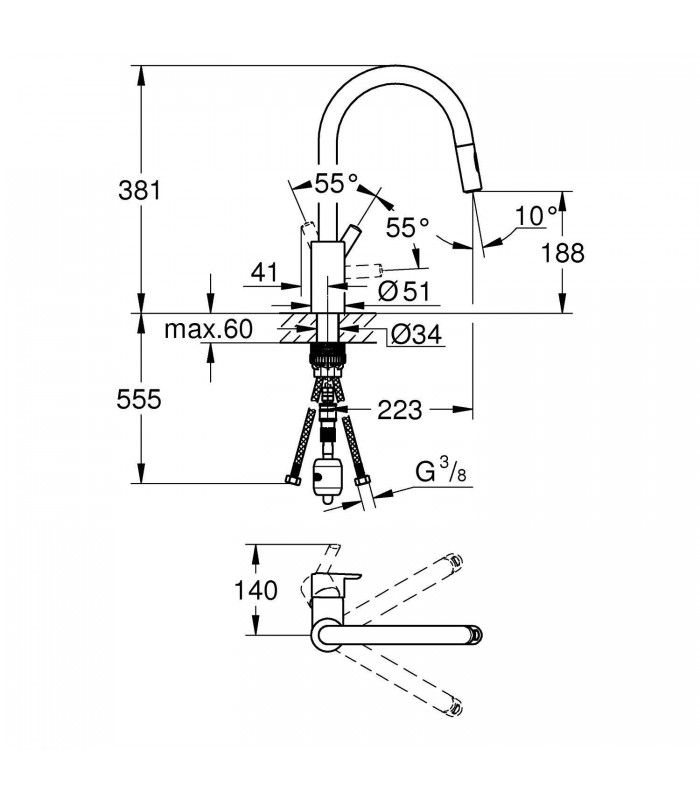 Compra online Grohe Feel Monomando de fregadero 1/2" Caño alto dual (Ref.31486001 ) en oferta al mejor precio