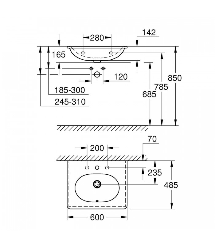 Compra online Lavatório suspenso Grohe Essence 60 cm (Ref. 3956500H) en oferta al mejor precio