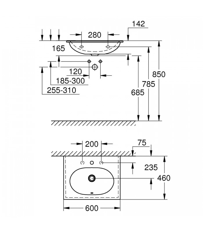Compra online Lavatório embutido Grohe Essence 60 cm (Ref. 3956800H) en oferta al mejor precio