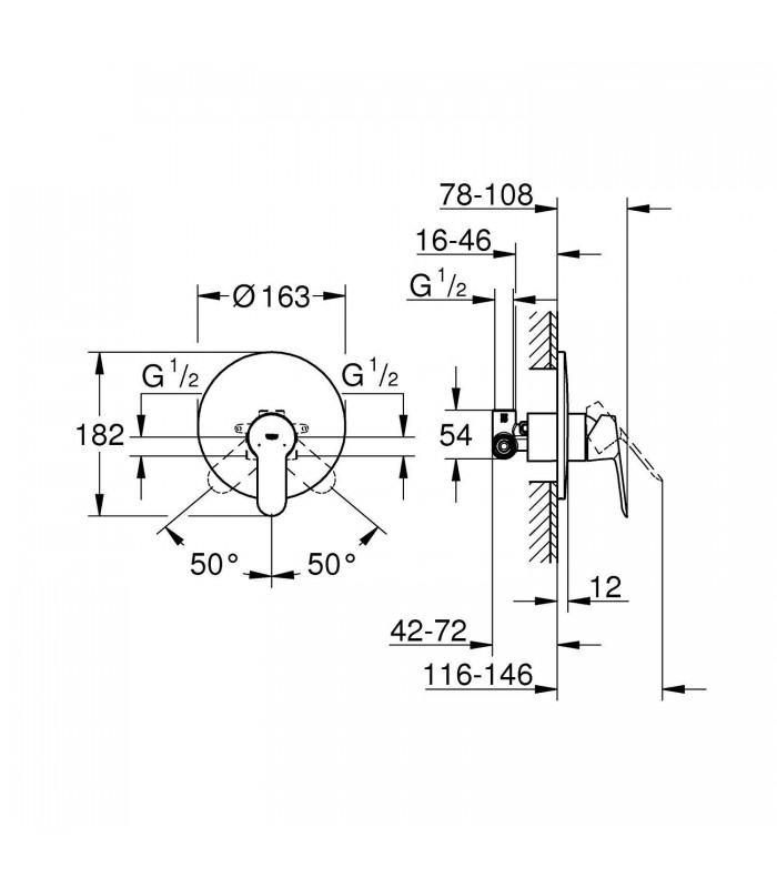 Compra online Misturador monocomando de duche Grohe BauEdge 1/2" (Ref. 29078000) en oferta al mejor precio