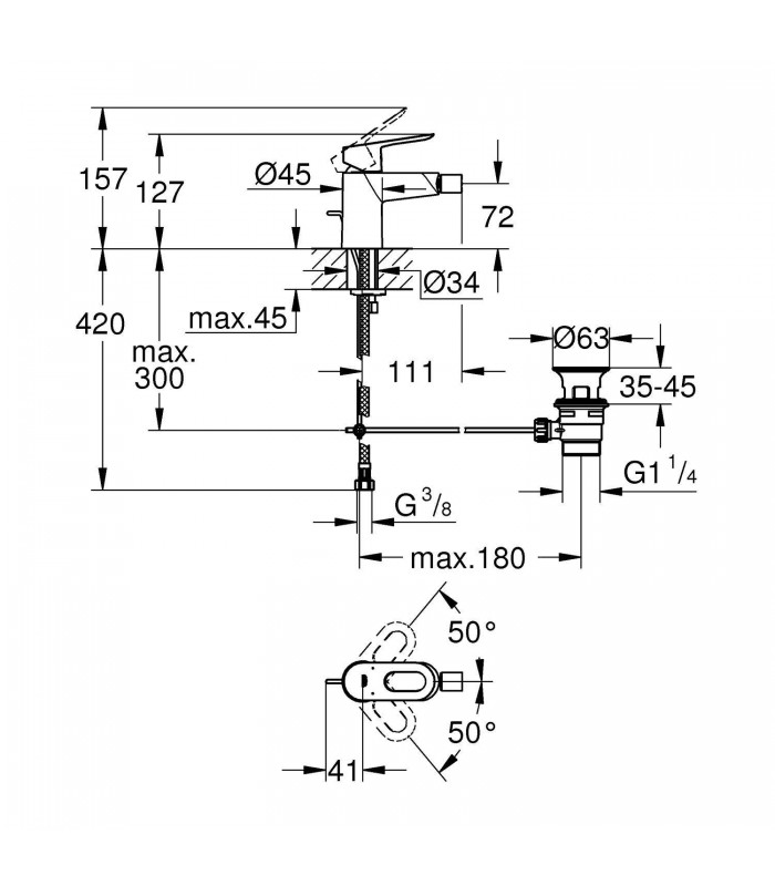 Compra online Bauloop monom Bide S com conjunto de resíduos Grohe (23338000) en oferta al mejor precio