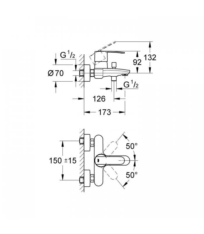 Compra online Misturador monocomando para banheira e chuveiro Grohe Wave Cosmopolitan 1/2" (Ref. 23209000) en oferta al mejor precio