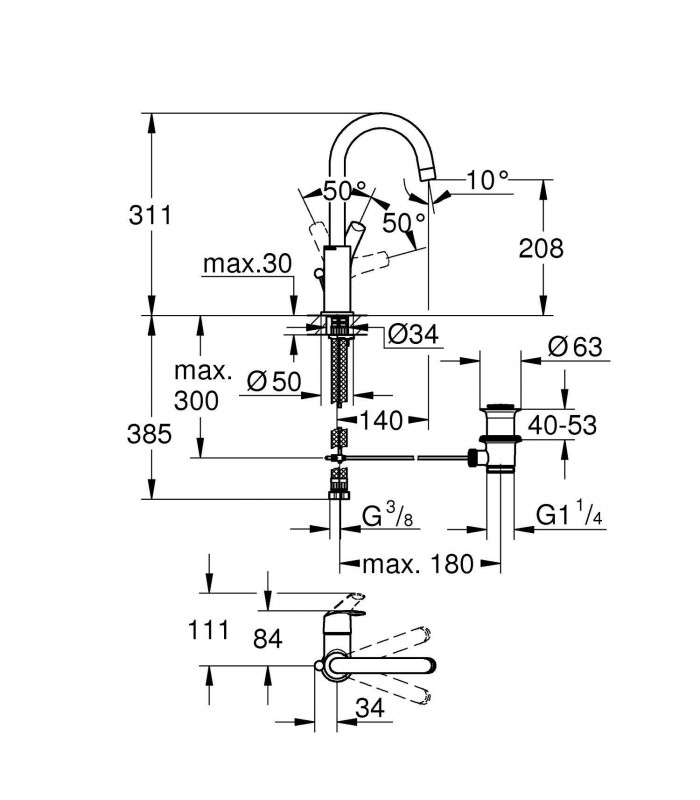 Compra online Grohe Eurosmart Monomando de lavabo de 1/2" Tamaño L (Ref. 23537002) en oferta al mejor precio