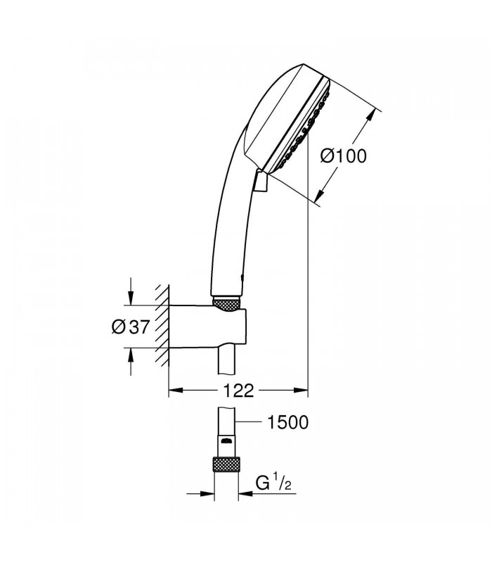 Compra online Conjunto de chuveiro Grohe Vitalio Comfort 100 com suporte, chuveiro de mão de 2 jatos (Ref. 26399000) en oferta al mejor precio