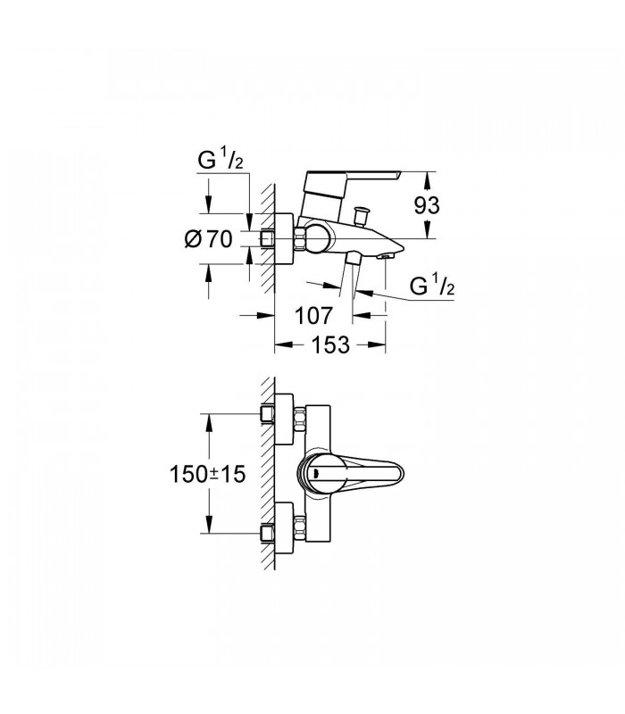 Compra online Misturador monocomando para banheira e chuveiro Grohe Feel 1/2" (Ref. 32269000) en oferta al mejor precio