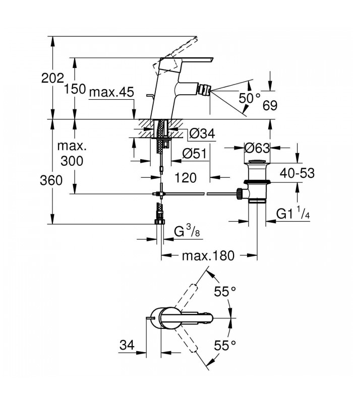 Compra online Grohe Feel Monomando de bidé 1/2" Tamaño S (Ref. 32558000) en oferta al mejor precio