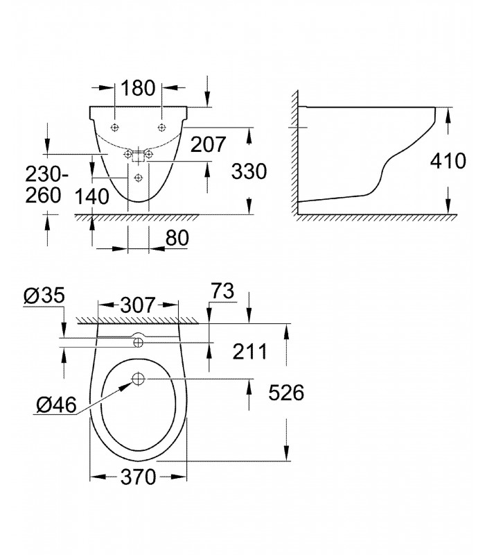 Compra online Bidé suspenso sanitário Grohe Bau (Ref. 39433000) en oferta al mejor precio