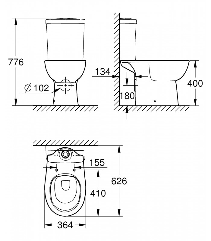 Compra online Grohe BAU Inodoro a suelo para cisterna. salida H. Rimless  (39349000) en oferta al mejor precio