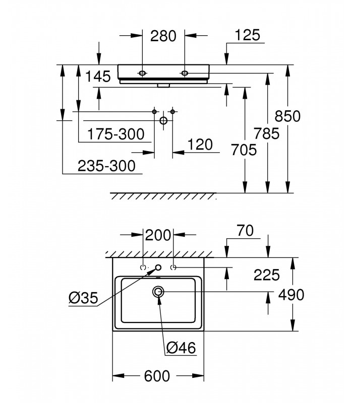 Compra online Lavatório suspenso Grohe Sanitário Cube 60 cm (Ref. 3947300H) en oferta al mejor precio