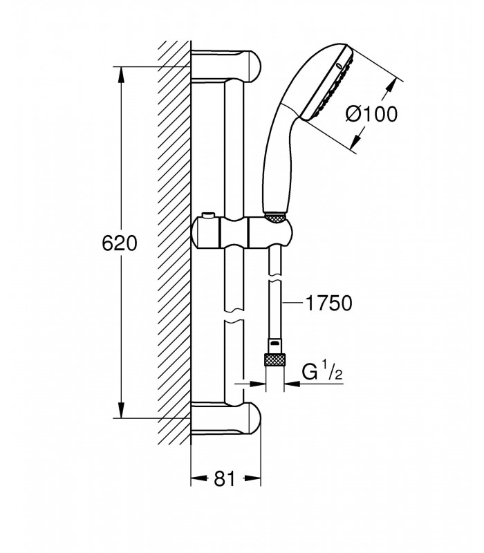 Compra online Conjunto de barra de chuveiro Grohe Vitalio Go 100 1 jato (Ref. 26196000) en oferta al mejor precio