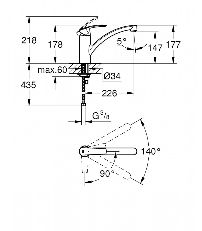 Compra online Grohe Start Monomando de fregadero 1/2" (Ref. 31138001) en oferta al mejor precio