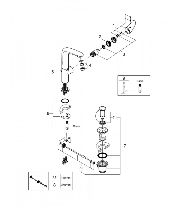 Compra online Misturador monocomando para lavatório Grohe Wave 1/2" Tamanho L (Ref. 23584001) en oferta al mejor precio
