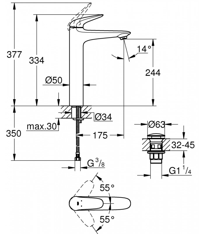 Compra online Misturadora monocomando para lavatório Grohe Wave tamanho XL 1/2" (Ref. 23585001) en oferta al mejor precio