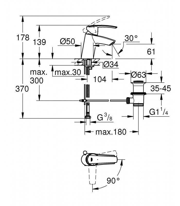Compra online Grohe Start Monomando de lavabo 1/2" Tamaño S (Ref. 31137001) en oferta al mejor precio