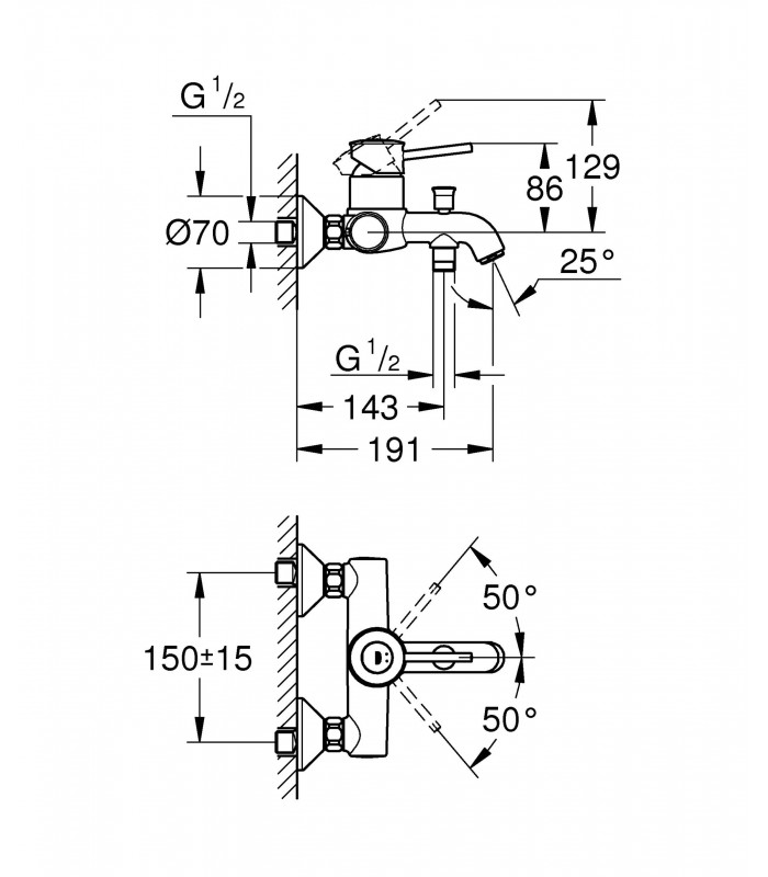 Compra online Misturador monocomando para banheira e chuveiro Grohe Start Classic 1/2" (Ref. 23787000) en oferta al mejor precio
