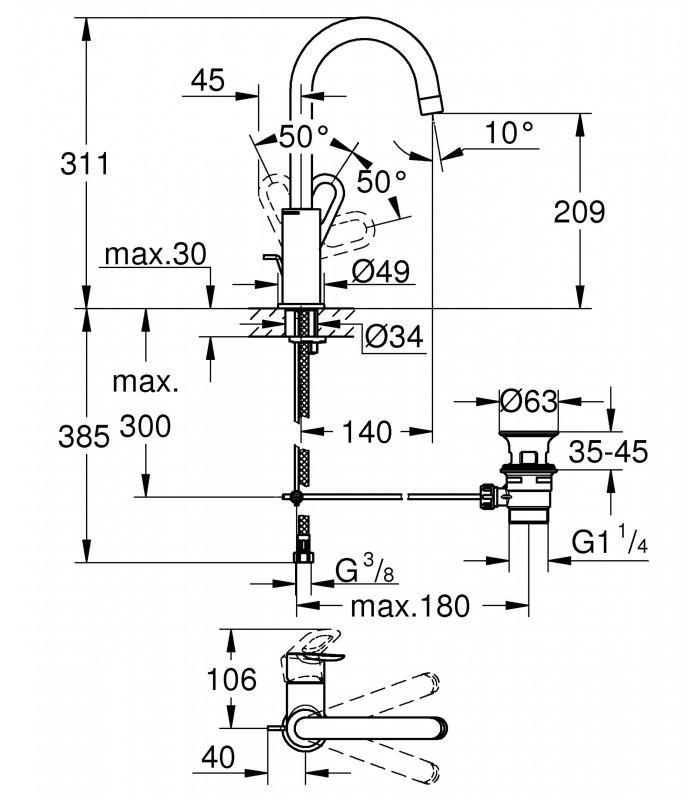 Compra online Grohe Start Loop Monomando de lavabo de 1/2" Tamaño L (Ref. 23780000) en oferta al mejor precio