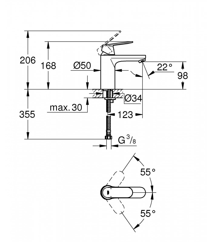 Compra online Misturador monocomando para lavatório Grohe Eurosmart Cosmopolitan 1/2" Tamanho M (Ref. 23327KW0) en oferta al mejor precio