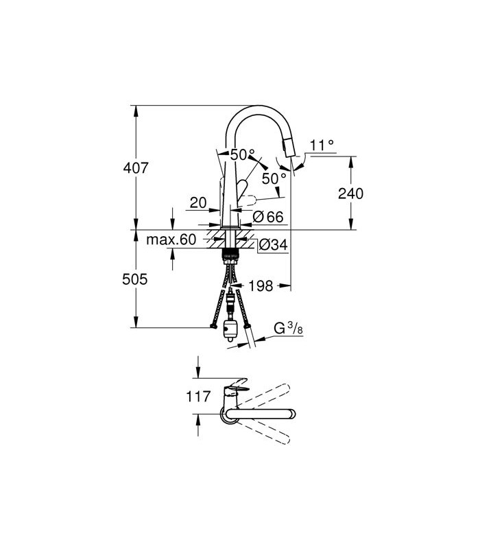 Compra online Misturador monocomando para lavatório Grohe Veletto 3/8" en oferta al mejor precio