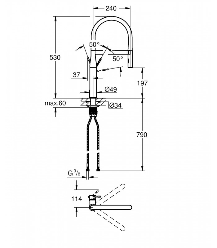Compra online Grohe Essence Professional - Grifo de fregadero monomando, caño giratorio de 360°, caño alto, dos opciones de chorro (30294000) en oferta al mejor precio