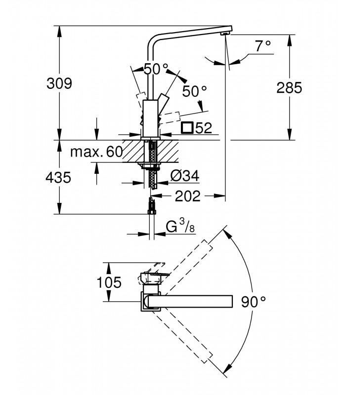 Compra online Grohe Sail Cube Monomando de fregadero 1/2" (Ref. 31393000) en oferta al mejor precio