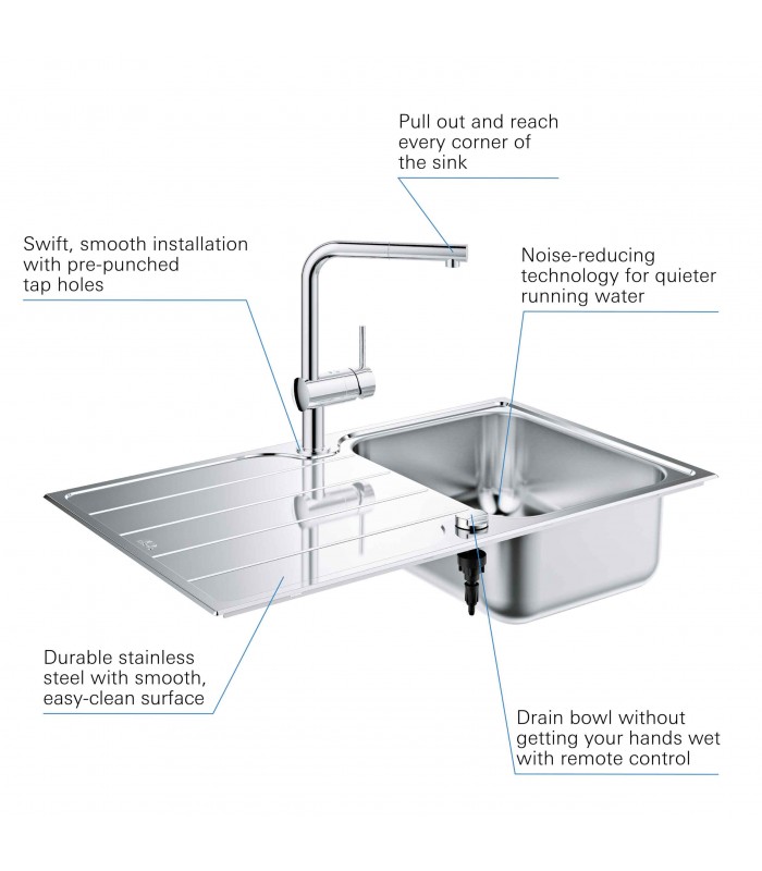 Compra online Conjunto de pia e torneira de cozinha Grohe Minta (31573SD1) en oferta al mejor precio