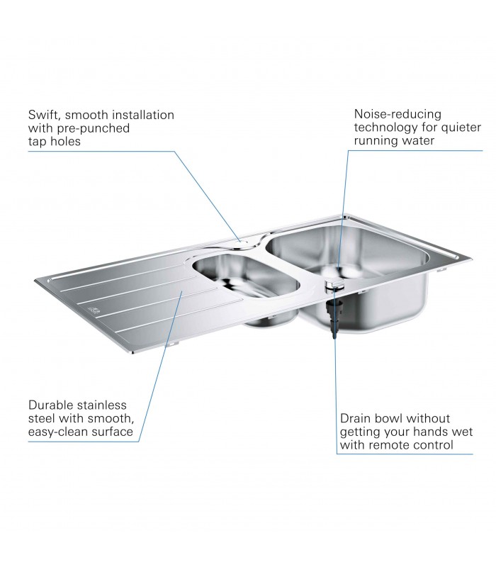 Compra online Fregadero Grohe de acero inoxidable con escurridor K200  (31564SD1) en oferta al mejor precio