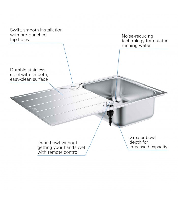 Compra online Pia de aço inoxidável Grohe com escorredor K500 (31571SD1) en oferta al mejor precio