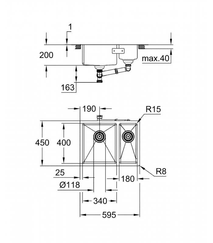 Compra online Pia de aço inoxidável K700U Grohe (31577SD1) en oferta al mejor precio