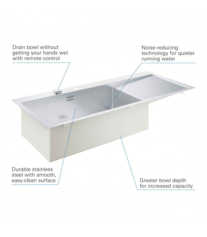 Compra online Fregadero de acero inoxidable Grohe con escurridor K1000  (31581SD1) en oferta al mejor precio