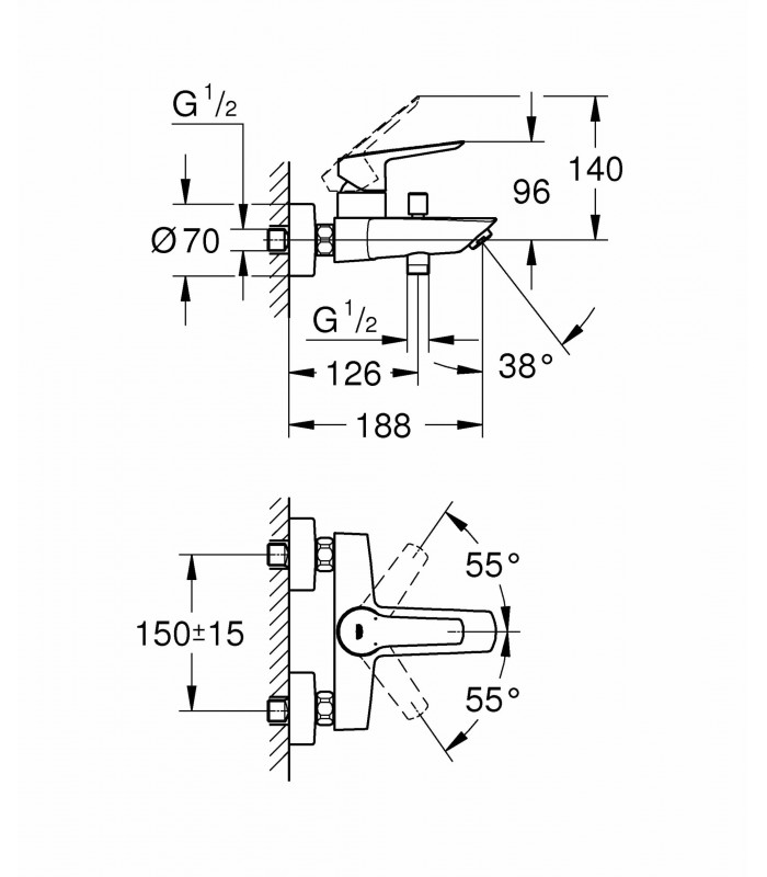 Compra online Grifo para baño y ducha 1/2" Grohe Start 24206002 en oferta al mejor precio