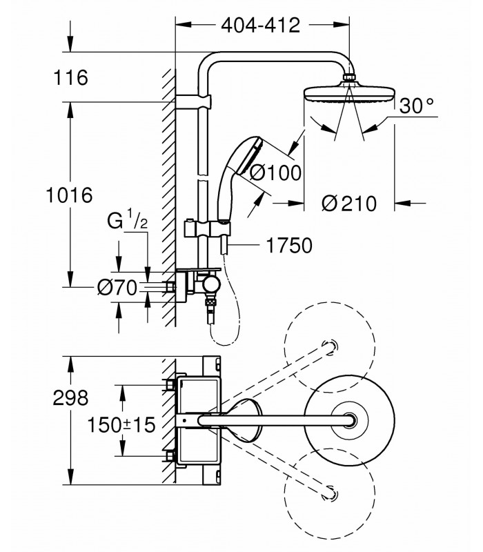 Compra online Grohe Vitalio Start System 210 Sistema de ducha con termostato (26814001) en oferta al mejor precio