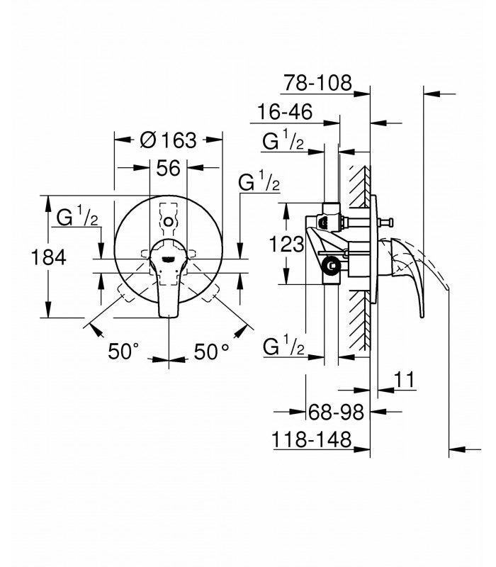 Compra online Torneira de banheira e chuveiro Grohe Start Curve 1/2" (29115000) en oferta al mejor precio