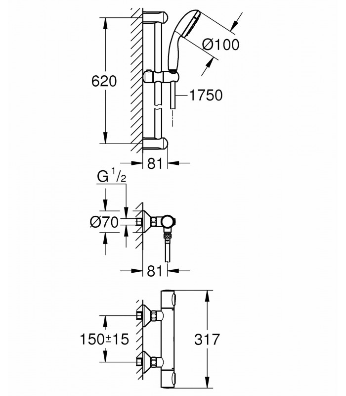 Compra online Conjunto de ducha con termostato 1/2" Grohe Precision Flow 34841000 en oferta al mejor precio