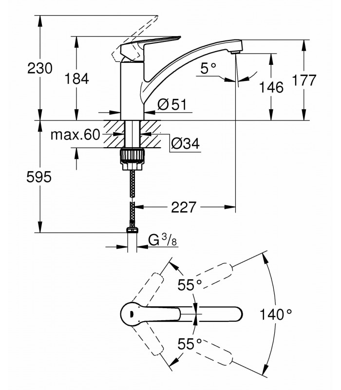 Compra online Grohe QUICKFIX Start | Grifo de fregadero 1/2" | Cromado (30530002) en oferta al mejor precio