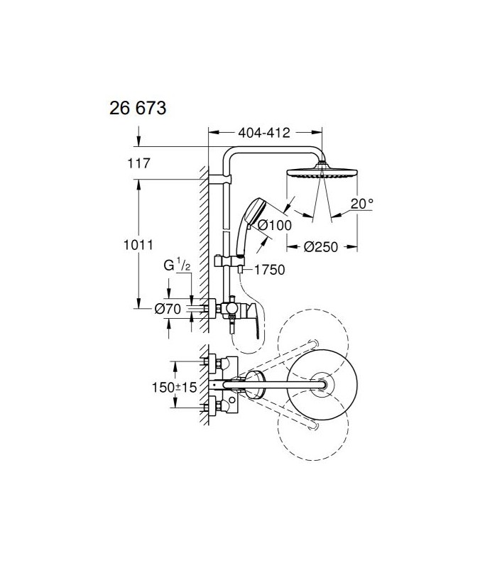 Compra online Sistema de chuveiro monocomando Grohe Tempesta Cosmopolitan 250 (26673000) en oferta al mejor precio